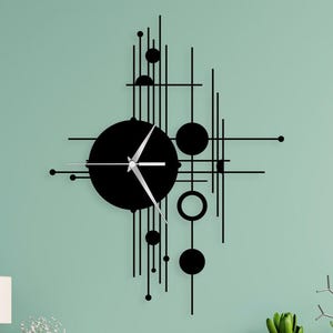 Geometric Metal Wall Clock: Modern Art Decor, Silent Movement