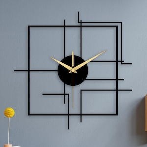 Square Metal Wall Clock: Modern Geometric Art Decor