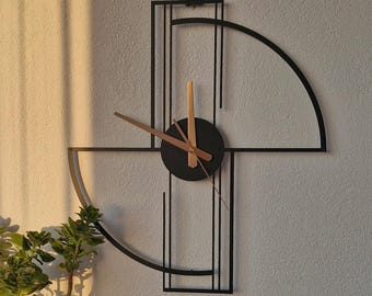 Orologio da parete minimalista in metallo: arte geometrica astratta, arredamento silenzioso per la casa
