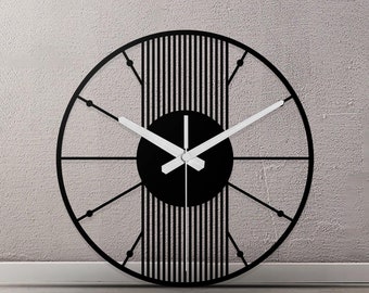 Oversized Black Metal Wall Clock: Modern Minimalist Home Decor