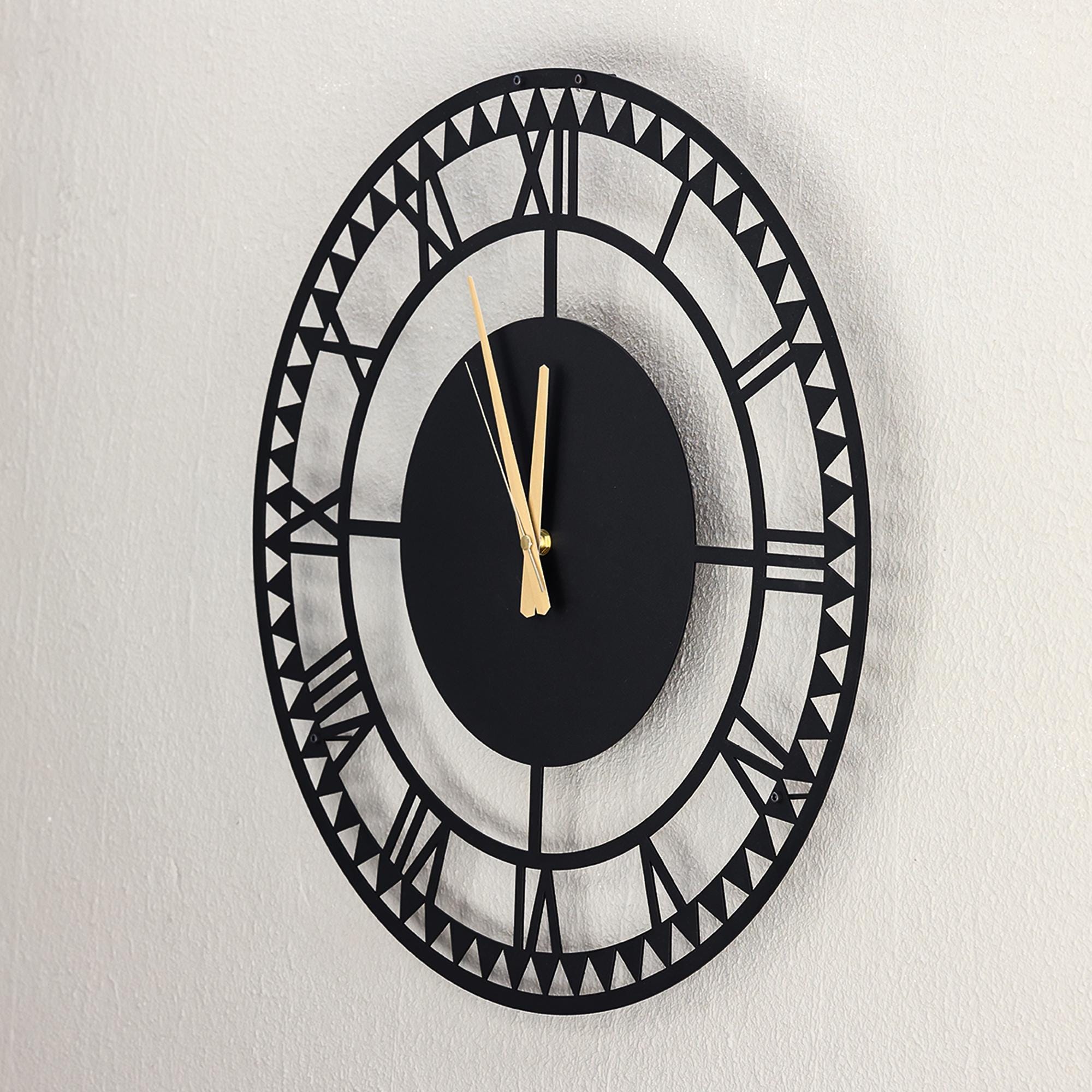 Modern Minimalist Black Gold Silver White Metal Wall Clock With Roman ...