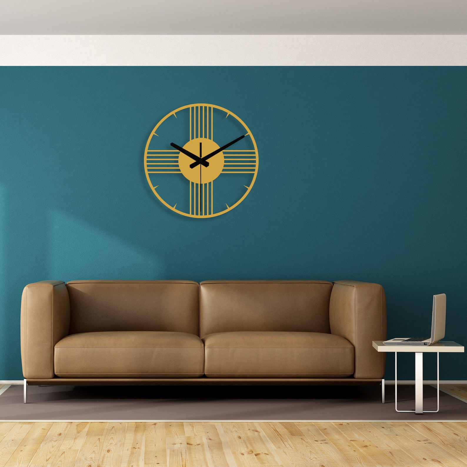 Large Metal Wall Clock Sleek and Stylish Black Wall Clock Geometric ...