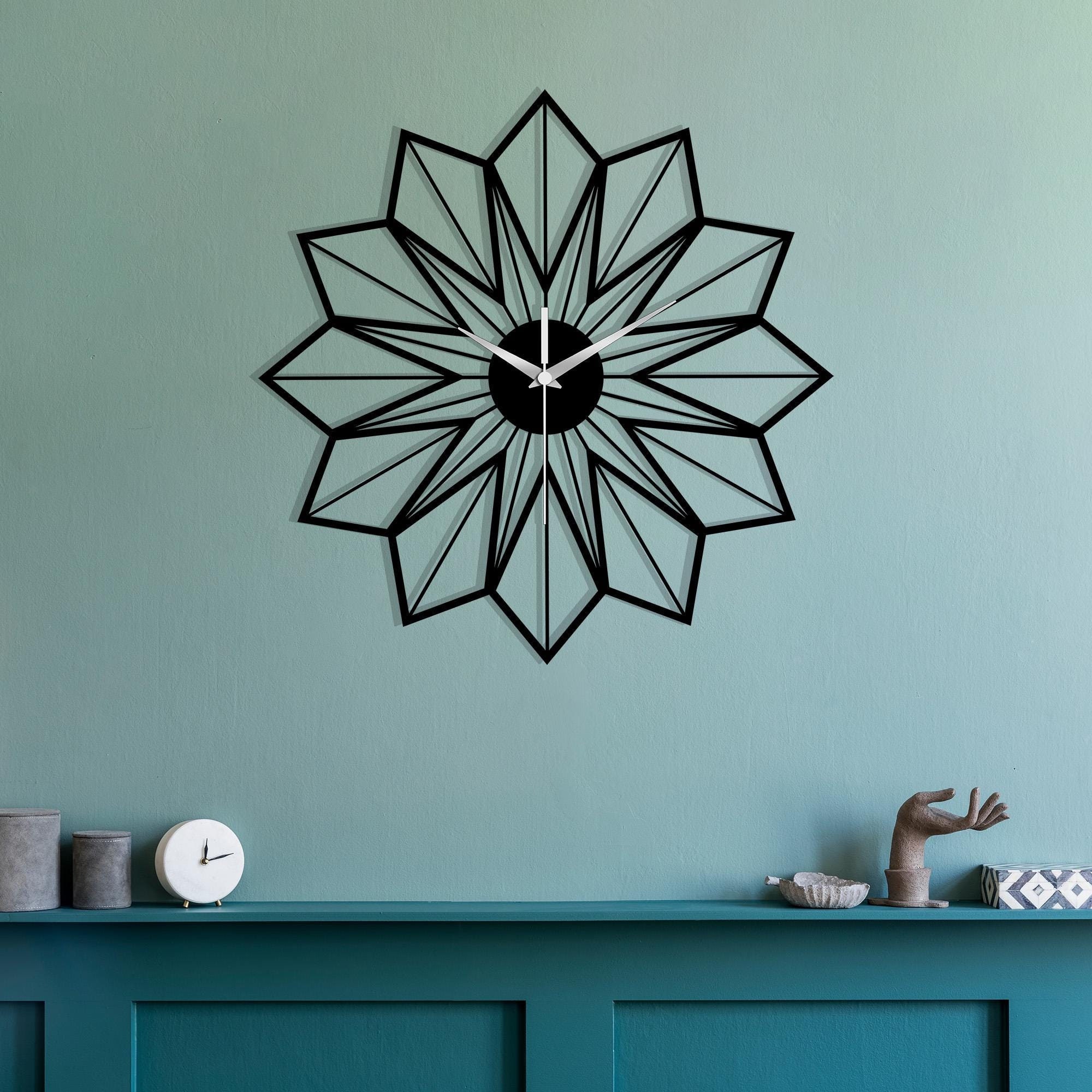 Starburst Metal Wall Clock: Modern Minimalist Home Decor