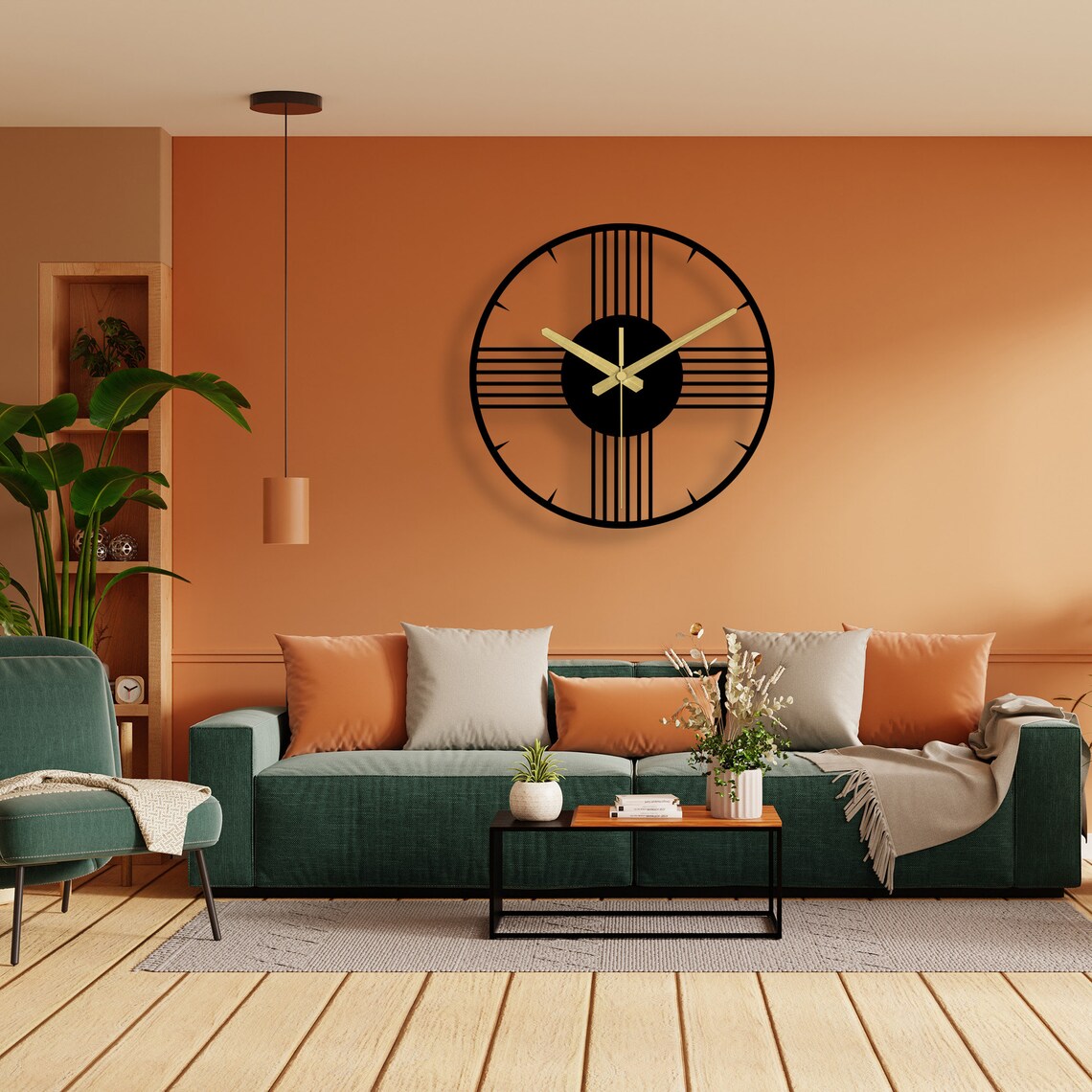 Large Metal Wall Clock Sleek and Stylish Black Wall Clock Geometric ...