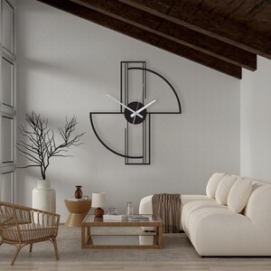 Minimalist Metal Wall Clock, Black Thin Line Clock, Silent Large Wall ...