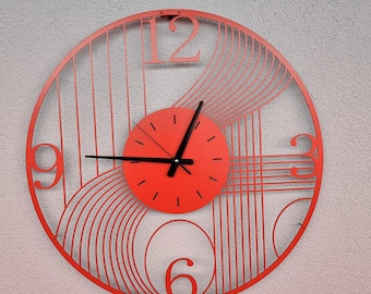 Modern Metal Wall Clock: Geometric Line Art, Minimalist Home Decor
