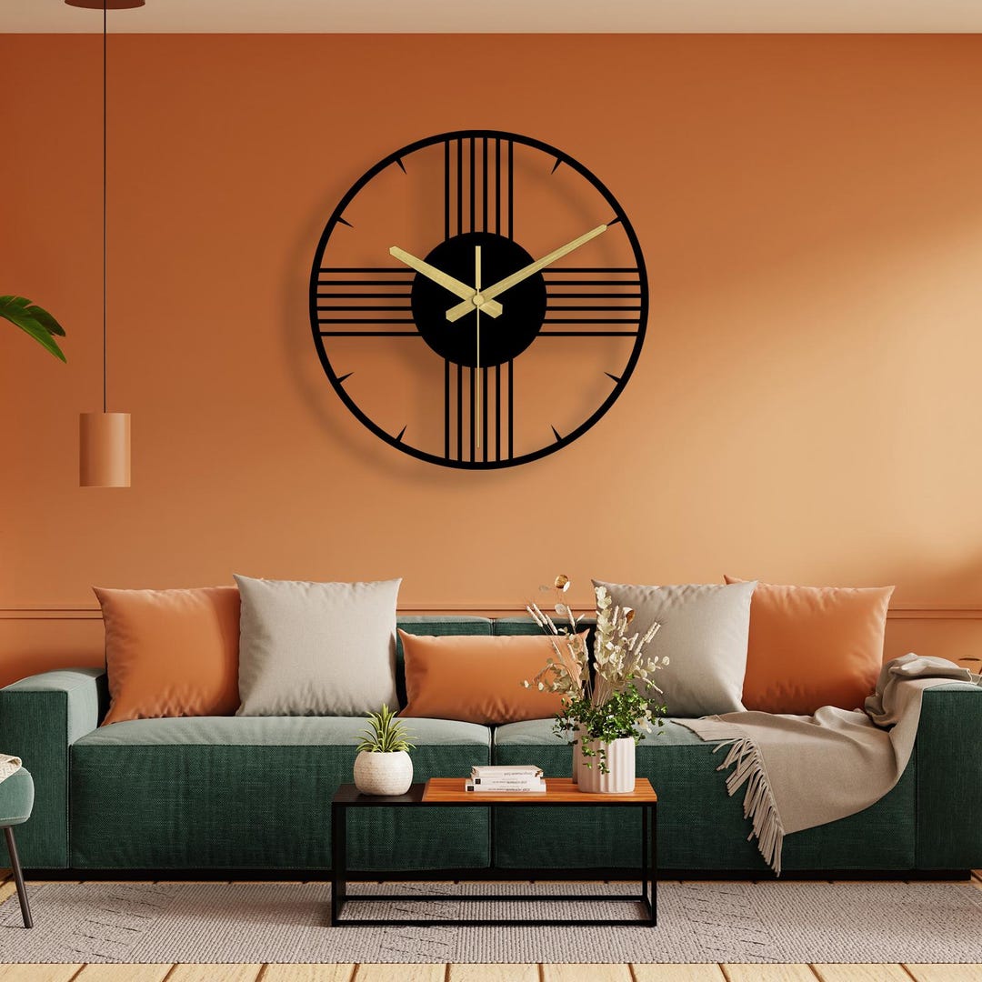 Modern Large Metal Wall Clock: Minimalist Black Art Decor - Etsy