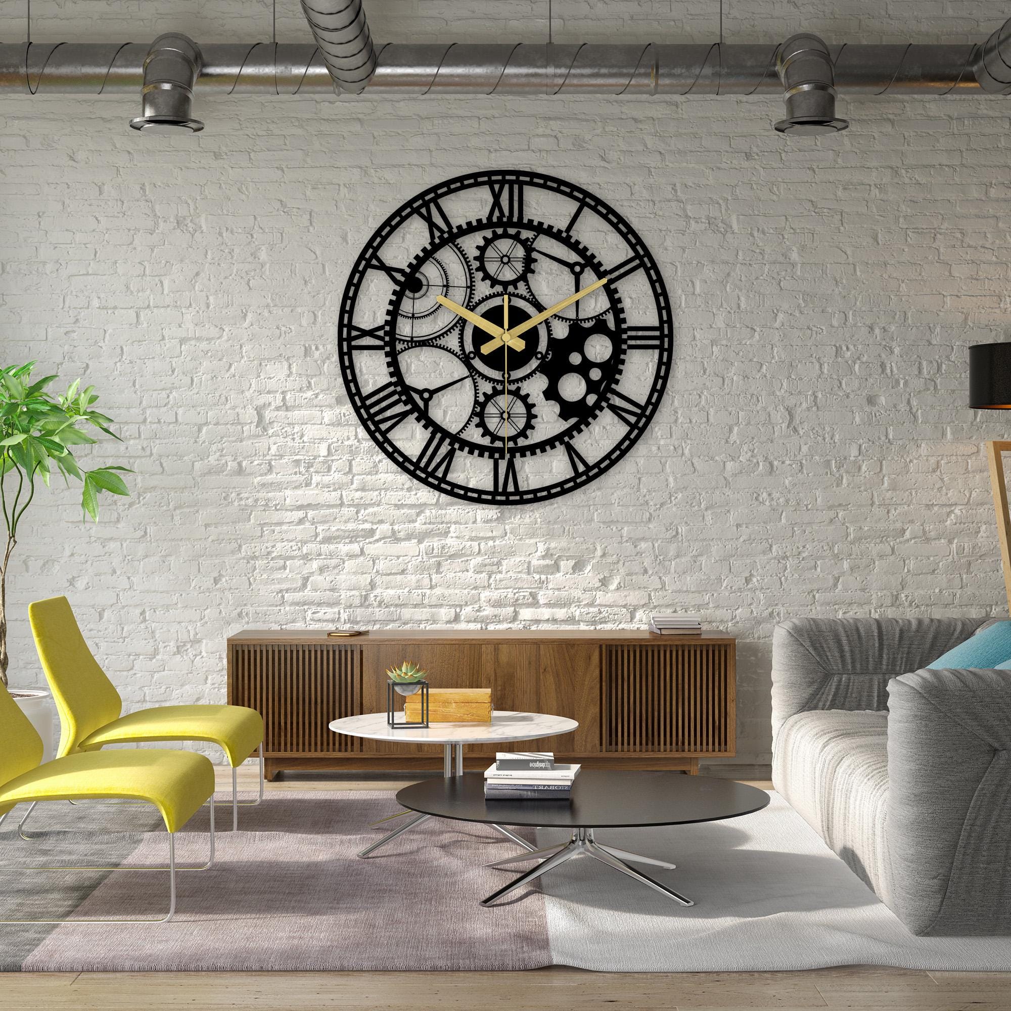 Large Metal Gear Wall Clock: Industrial Steampunk Roman Numerals - Etsy