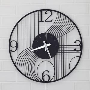 Geometric Black Metal Wall Clock: Modern Art Deco Home Decor