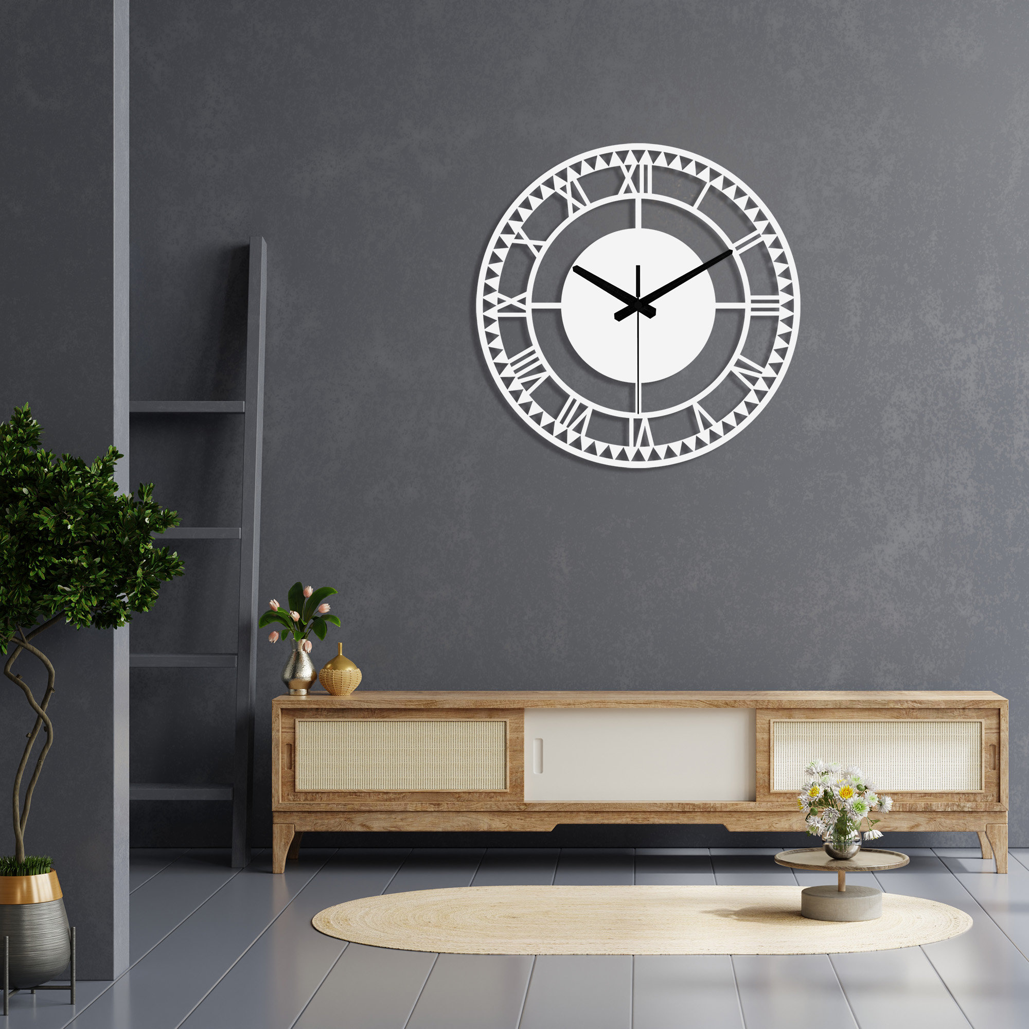 Modern Minimalist Black Gold Silver White Metal Wall Clock With Roman ...