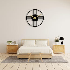 Large Metal Wall Clock Sleek and Stylish Black Wall Clock Geometric ...