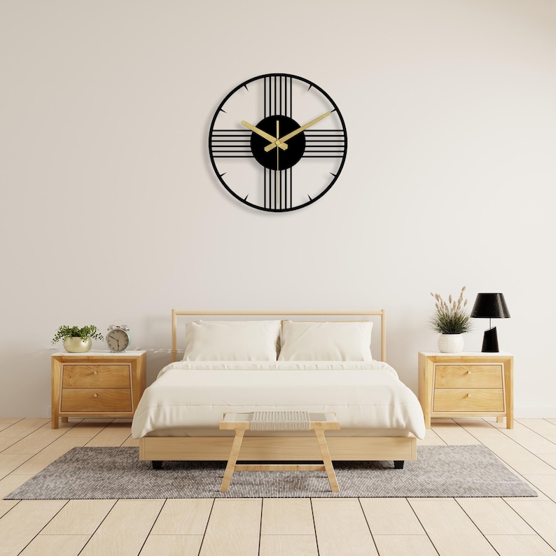 Large Metal Wall Clock Sleek and Stylish Black Wall Clock Geometric ...