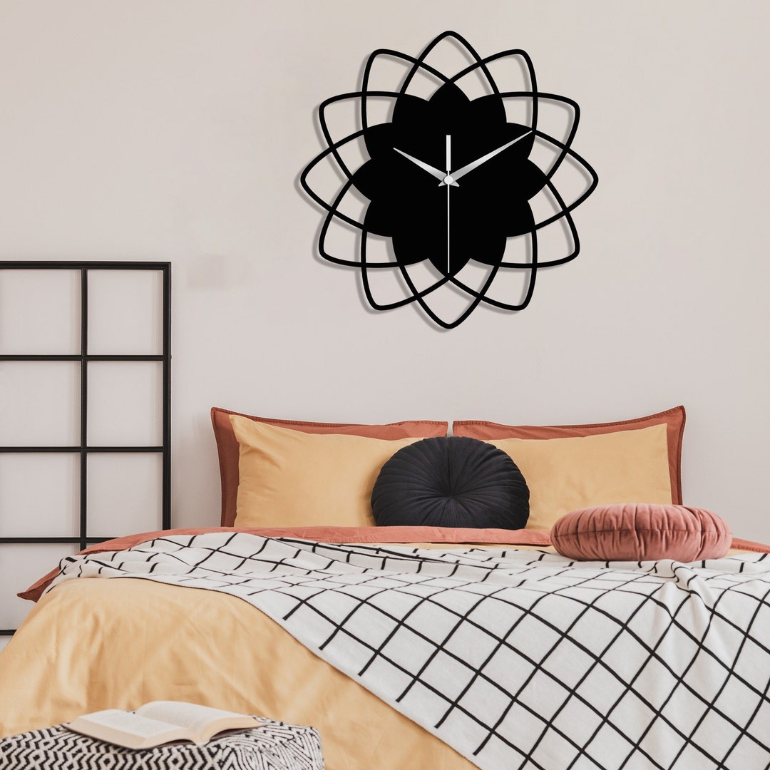 Oversized Wall Clock, Unique Modern Metal Clock for Wall Handmade Black ...