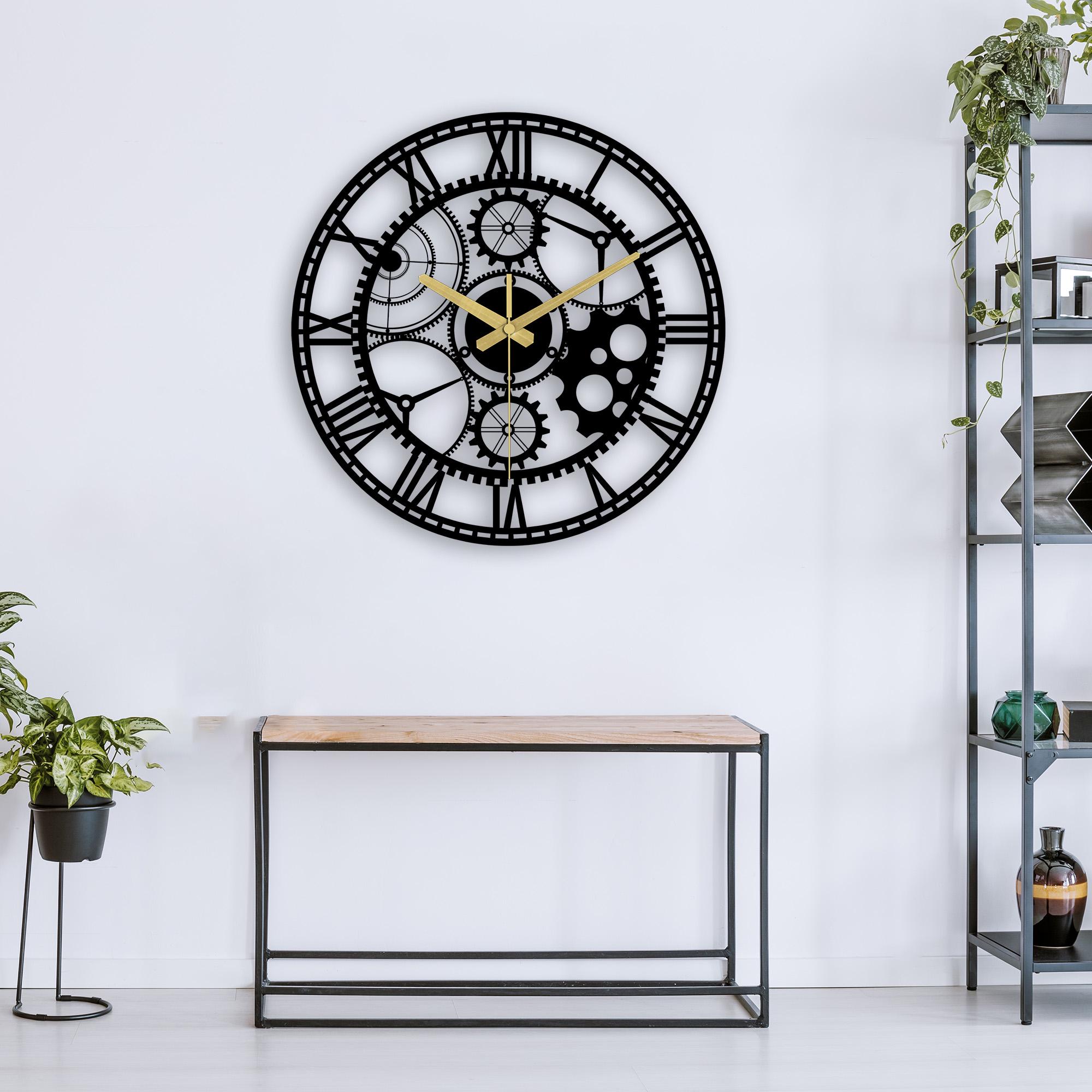 Large Metal Gear Wall Clock: Industrial Steampunk Roman Numerals - Etsy