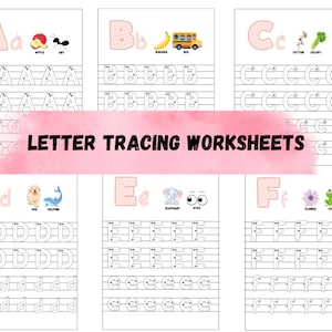 ABC Tracing Worksheets for Preschooler, Alphabet tracing pages for kids, Printable Letter Tracing pages, Uppercase, lowercase letters