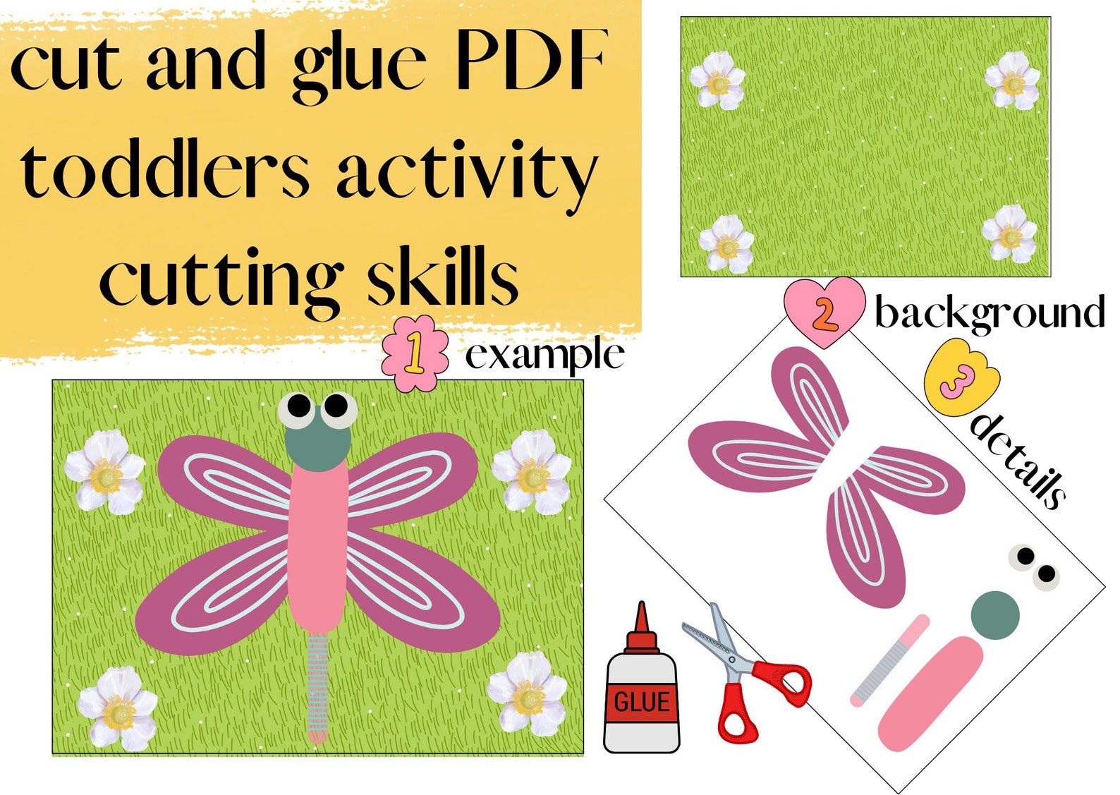 Cut and Glue Printable Sheets for Toddlers, Cut and Glue Activity PDF, Cutting Practise for ...