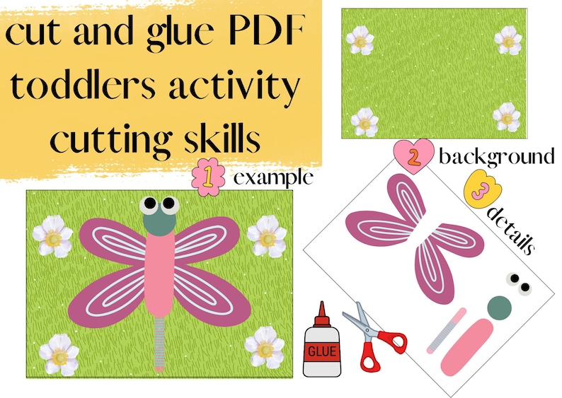 Cut and Glue Printable Sheets for Toddlers, Cut and Glue Activity PDF