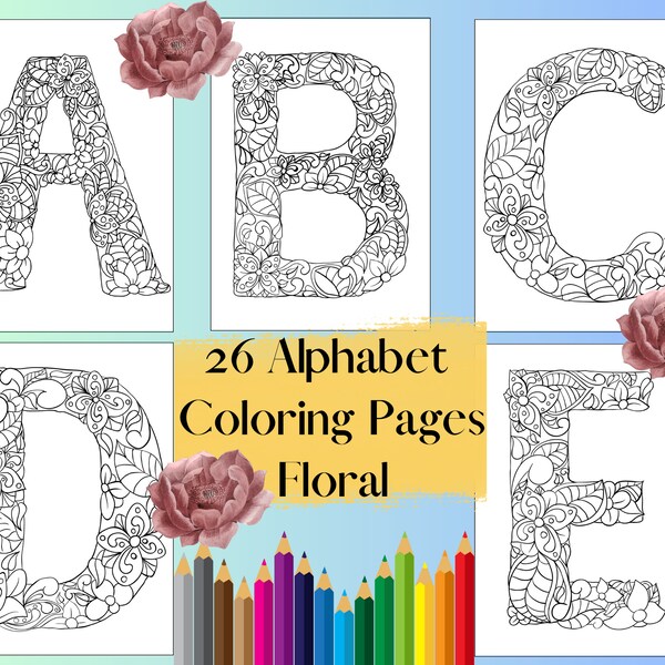 Mandala Alphabet Coloring Page - Etsy