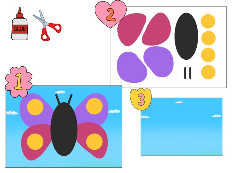 Cut and Glue Printable Sheets for Toddlers, Cut and Glue Activity PDF