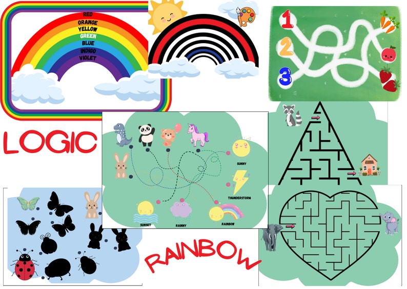 Logic Games for Kids/toddlers Logic Activity Sheets Maze Etsy