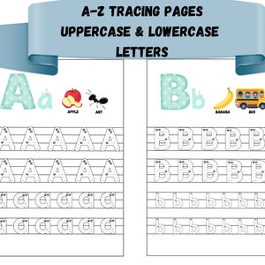 Alphabet learning pages for Preschoolers, Printable Alphabet tracing pages for kids, Uppercase Letters tracing, Lowercase letters pages, A-Z