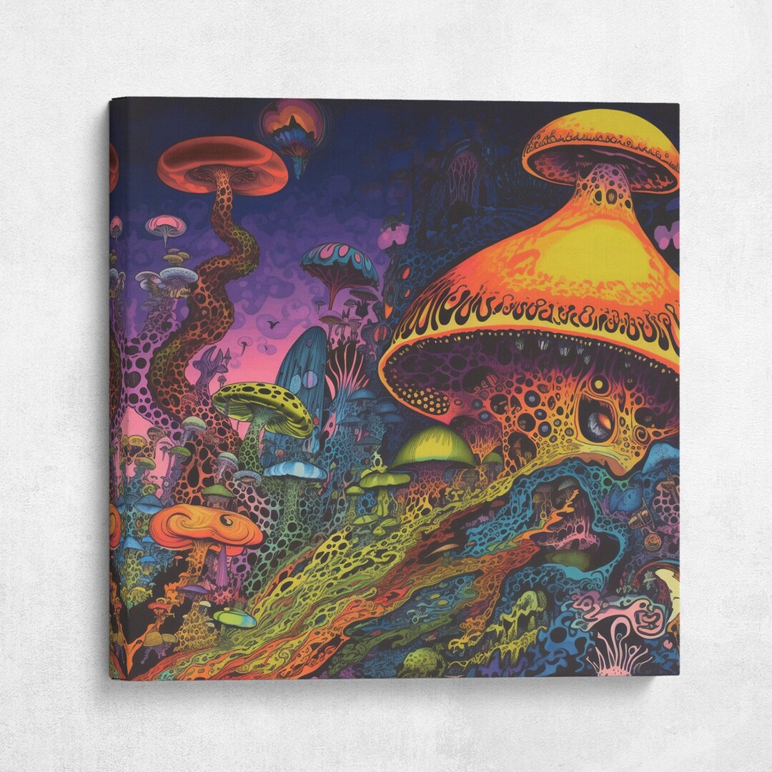Psychedelic Mushroom Landscape Canvas Print - Etsy