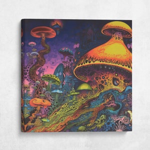 Psychedelic Mushroom Landscape Canvas Print