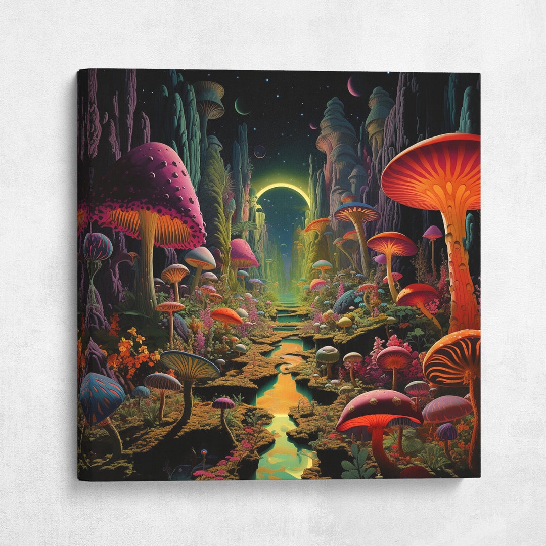 Enchanted Mushroom Forest Canvas Print - Etsy