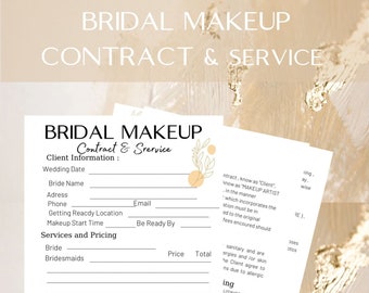 Bearbeitbare Braut Make-up Vertragsvorlage, Freelance Make-up Artist Vertrag, Make-up Artist, Makeup Vertragsvorlage, Cosmetology CANVA TEMPLATE