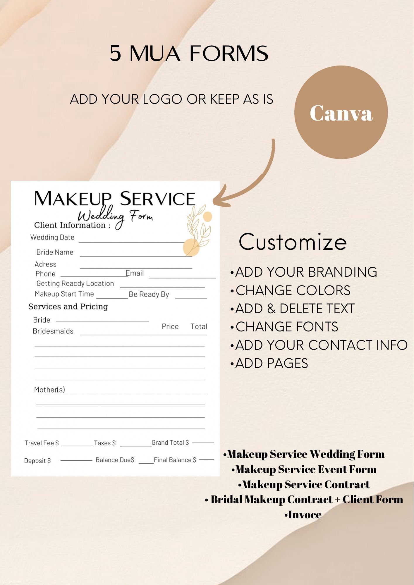 MUA Contract Template Makeup Artist Contract Makeup Contract Etsy