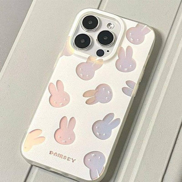 Japonais Luxe Mignon Kawaii Phone Case Miroir Lapin pour Iphone 14/13/12/11 / x Série Dégradé Transparent Soft Shell New Fashion Iphone Case