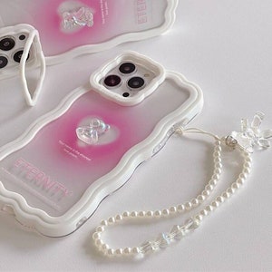 Korea Luxury Loving Heart Pearl Bear Funda Bracelet Case for iPhone 14 ...