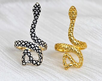 Bague Serpent Réglable En Laiton Doré - Lot De 3, Style Rétro Gothique - Pour Homme Et Femme