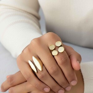 Messing Geometrische Statement Ring, Moderne Durchbrochene Finger Schmuck Bild 5