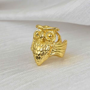 Owl Bird Animal Adjustable Ring Raw Brass - Antique silver - Shiny silver - Shiny gold Plated (10US - 13US inner size) 4736