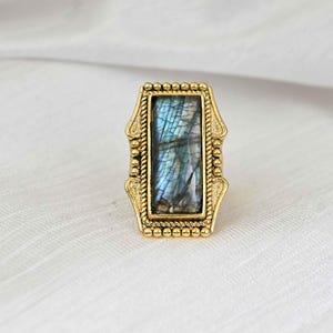 Labradorite Ring, Gemstone Ring, Brass Ring, Dainty Ring, Handmade Ring, Women Ring, Labradorite Jewelry, Gift For Her, Wedding Ring