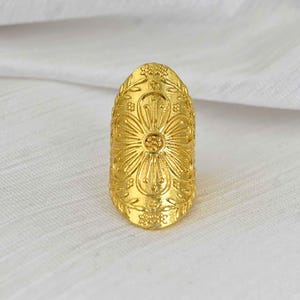 Long Statement Ring, Boho Rings for Women, Wide, Large, Full Finger, Big, Chunky Cigar Cuff Tube, Bohemian Jewelry