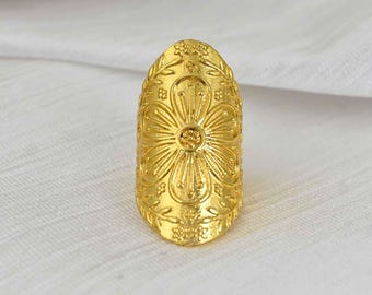 Boho Statement Ring: Wide Chunky Cuff, Full Finger Jewelry