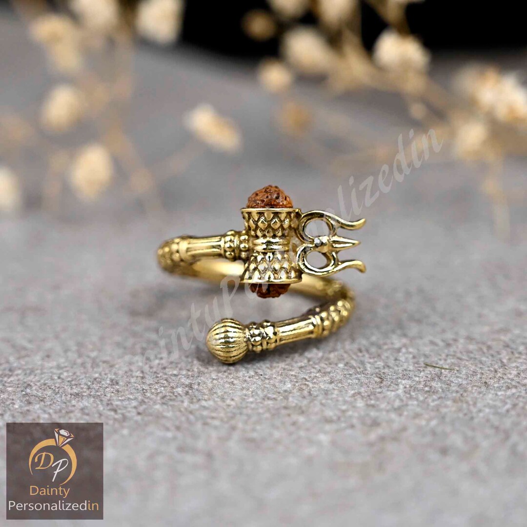 Trident Ring, Lord Shiva Ring, Gold Trident Ring, Statement Ring, Religious Ring, Brass Rings