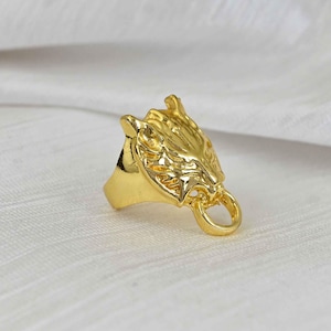 Gold Lion Ring, Lion Head Ring, Mens Lion Head Ring, 14k Gold Lion Ring, Mens Ring, Men&#39;s Lion Ring, Men Signet Ring, Ring, AK-3uc1nd