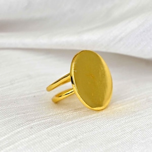 Gold Double Adjustable Band Disc Pad Ring, Glue Pad Ring Blank, Make Your Own Ring, DIY Ring, DIY jewelry supplies, wholesale jewelry rings
