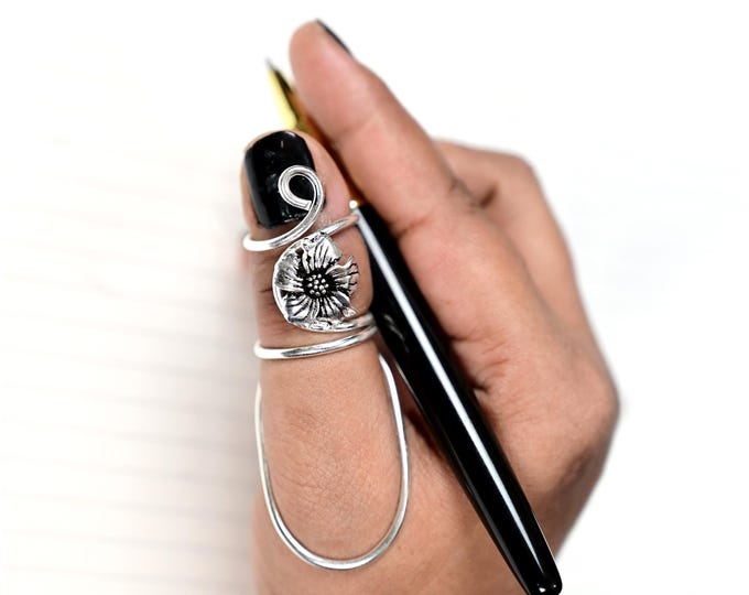 Featured listing image: Thumb Splint MCP 925 Silver Ring - MCP Hyperextension Splint - Arthritis Rings - Trigger splint Ring EDS Splint Ring - Adjustable Ring