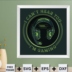 3D Gamer Shadow Box SVG, Kopfhörer Gaming 3D SVG, Kinderzimmer, Videospiel Shadow Box, Cricut Dateien, Cardstock SVG, Silhouette Dateien