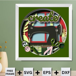 3D CREATE SEWING SVG - Shadow Box - Cricut Files, Cardstock Svg, Silhouette Files, paper cut svg, 3D svg