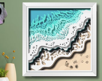 3D SEA WAVE SVG, Beach Shadow Box, beach svg, sea svg, wave svg, cricut and silhouette cutting file