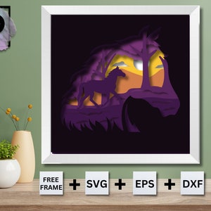 3D Horse Shadow Box SVG Files, Horse Shadow Box Paper Cut, Light Box SVG, 3D Papercut Light Box SVG File For cricut