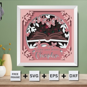 3D-Kapitelbuch mit Schmetterlingen-Schattenbox, florale geschichtete Papierkunst, 3D-Mandala, Lese-3D-SVG, für Cricut und Silhouette