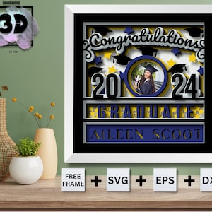 Personalized 3D Graduation shadow box, graduation svg, Class of 2024 svg, Shadow box svg, Cricut shadow box, for silhouette