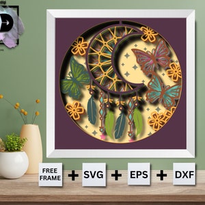 Łapacz snów 3D Butterfly SVG-Shadow Box SVG-warstwowy karton SVG-dla Cricut-dla sylwetki.