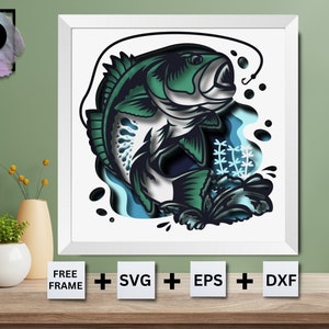 3d Fishing Dad SVG, FÊTE DES PÈRES Shadow Box SVG, Funny Fishing Lover, Fish Shadow Box SVG, Fichiers Cricut, Cardstock Svg, Fichiers Silhouette